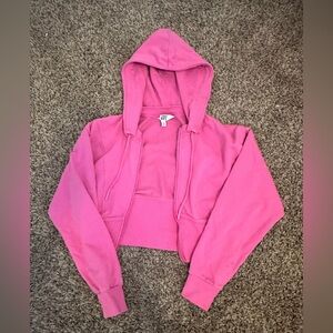 Pink cropped zip up jacket